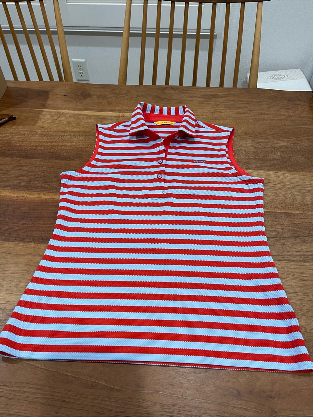 Louis Castel Sleeveless Polo Tank Top - Red and blue Stripes